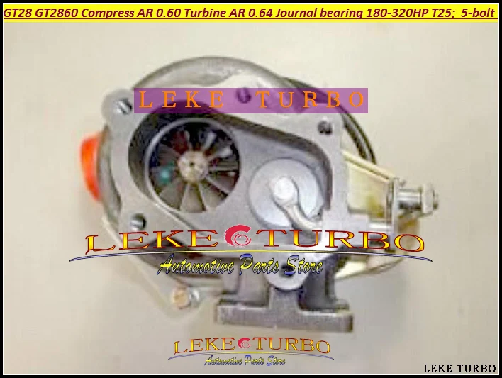 GT28 5 GT2860 Турбокомпрессор AR 0 60 турбина 86 болтовый подшипник журнала 180 320HP T25