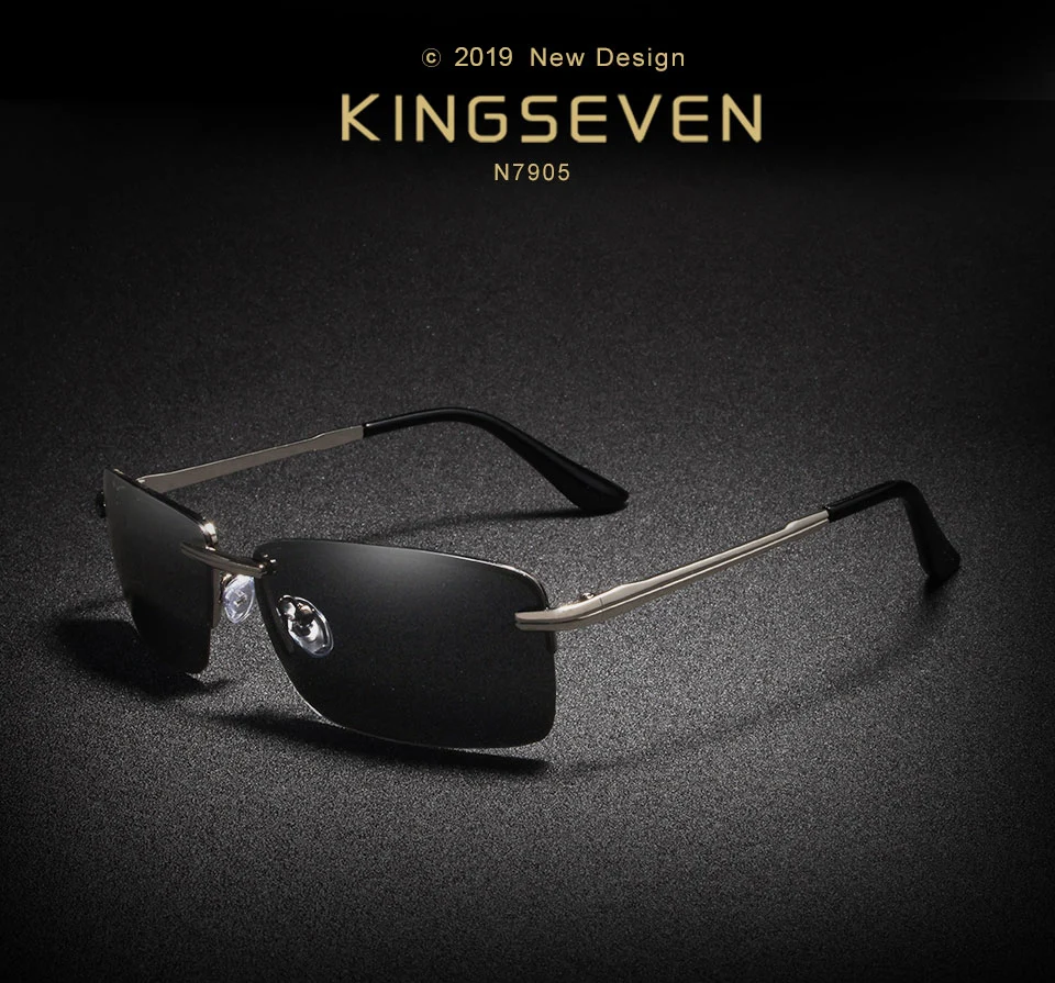 KINGSEVEN, прямоугольные солнцезащитные очки, мужские, для путешествий, поляризационные, без оправы, солнцезащитные очки, мужские, для рыбалки, Oculos Gafas N7905