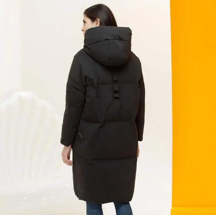 black Зимняя новинка, модный бренд, 95% белый утиный пух, куртка женская, хит, цвет серебристый, внутри, с капюшоном, толстое теплое пуховое пальто, wq617 - Цвет: black