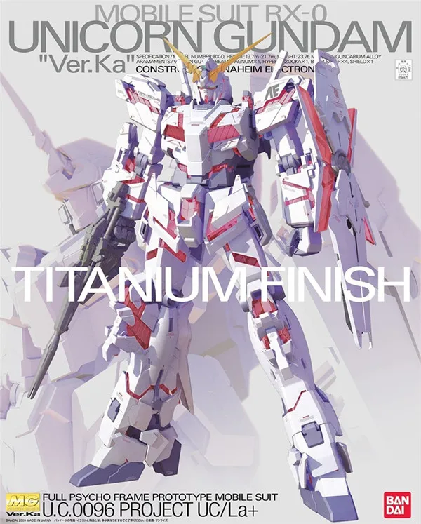 Bandai Gundam MG 1/100 RX 0 Единорог Ver.Ka титановая отделка сборные модели наборы экшн