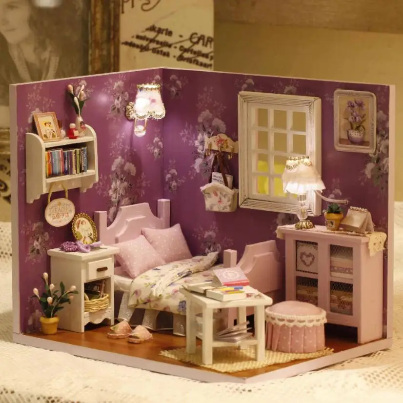 Деревянный Кукольный дом сделай сам Miniatura мебель 3D Миниатюрный домик игрушки