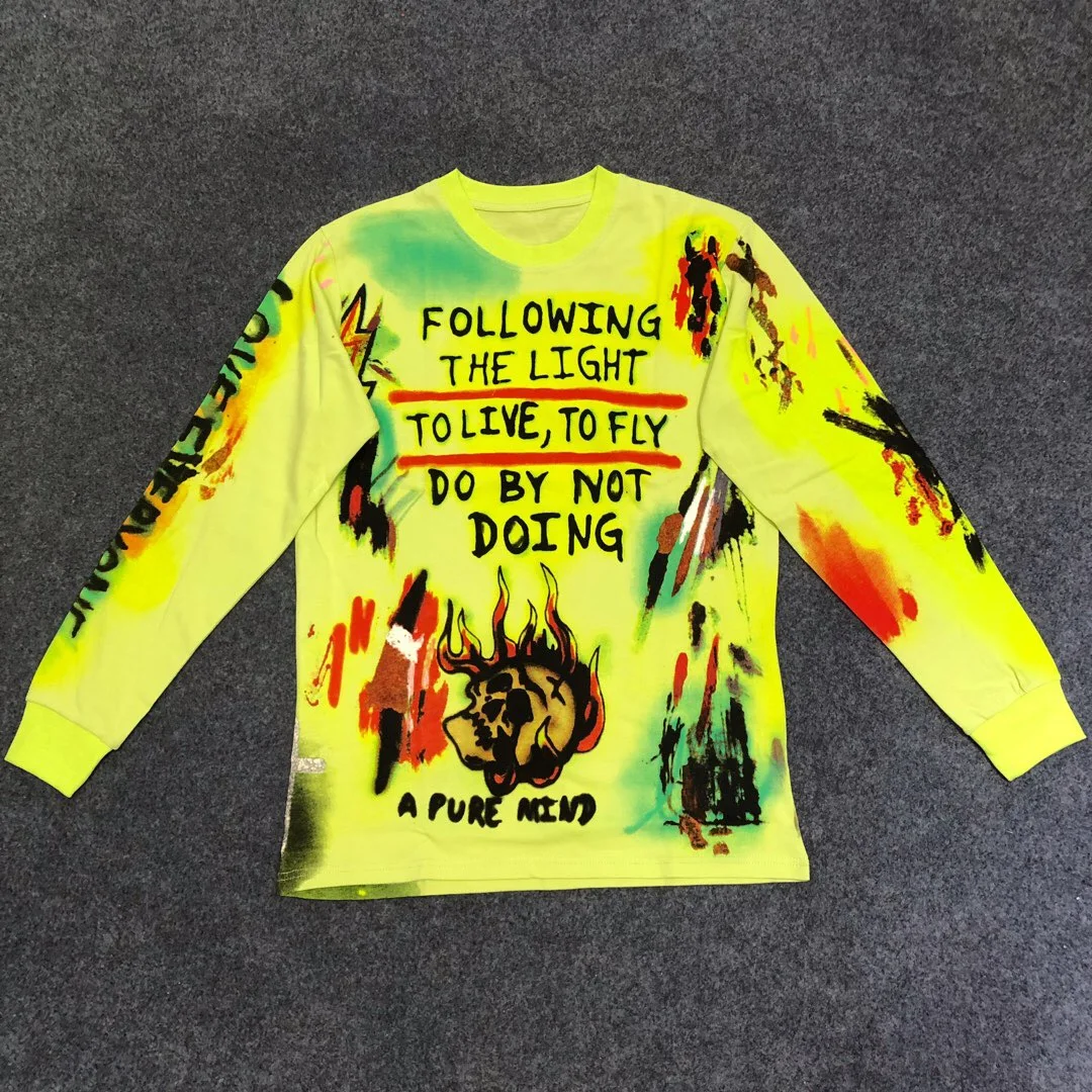 2019 Kanye West Merch Line принт черепа для женщин и мужчин флуоресцентные зеленые футболки