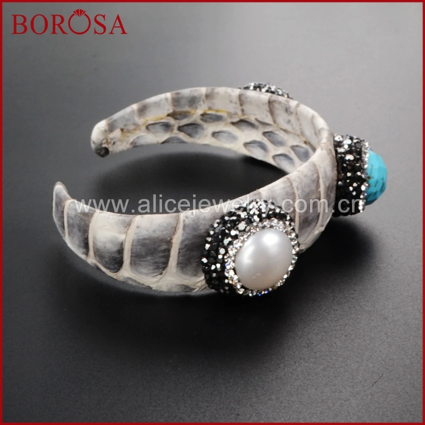 Borosa Druzy три круглый Multi-Вид камнем циркон манжеты Браслеты модные Howlite камни