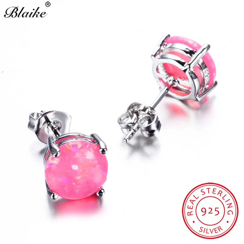 Женские серебряные сережки с опалом из серебра 925 пробы фиолетового и розового