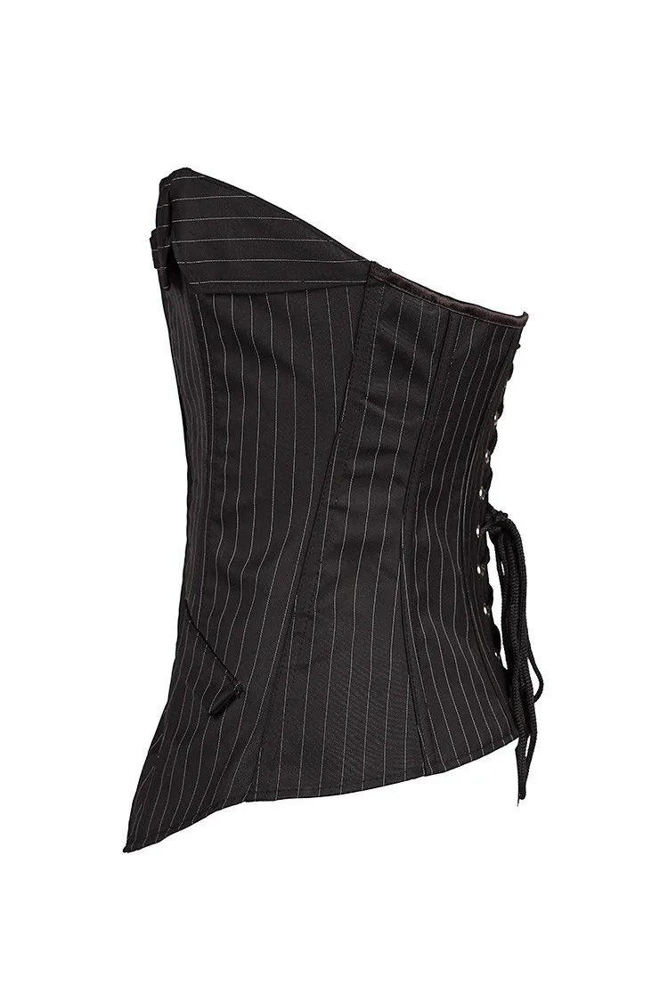 Бесплатная доставка сексуальный женский черный корсет в полоску с обхватом