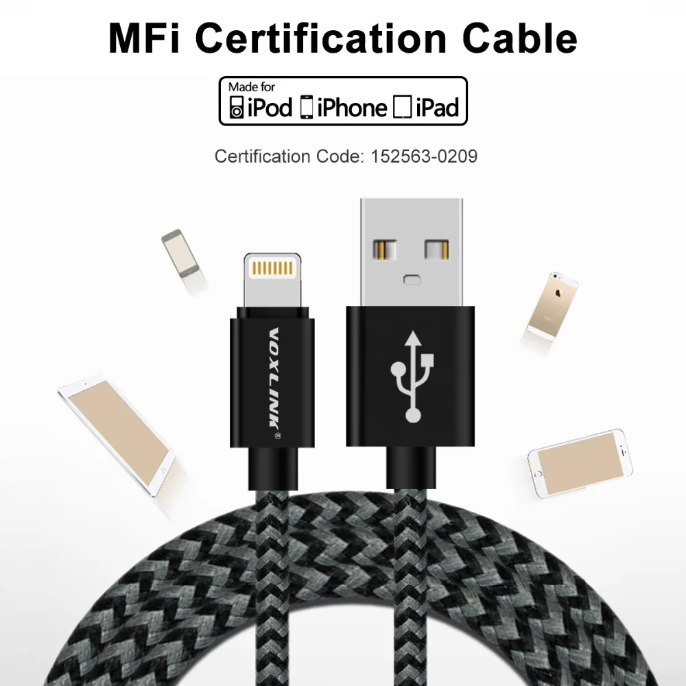 VOXLINK MFI Сертифицированный usb кабель для iPhone 8/8 Plus 2.1A Lightning USB 7/7 65S iPad Pro|usb cable for iphone|cable