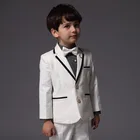 Детский Свадебный костюм, белые смокинги для мальчиков, костюм на заказ для мальчиков, приталенный пиджак на двух пуговицах + штаны, 2019