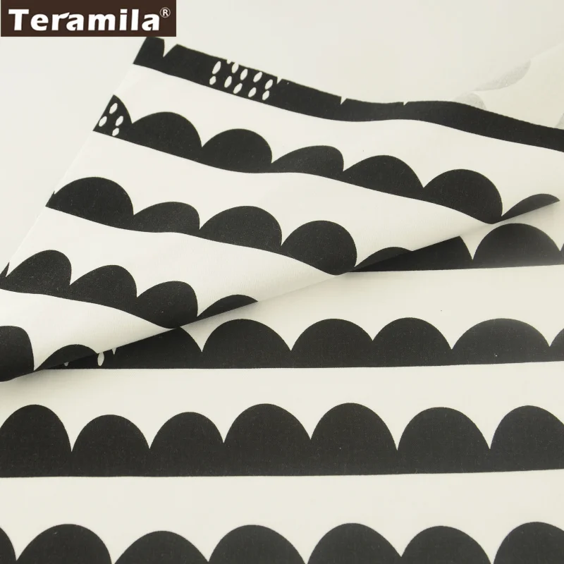 Черно белая дизайнерская саржа из 100% хлопка с принтом декоративная швейная ткань