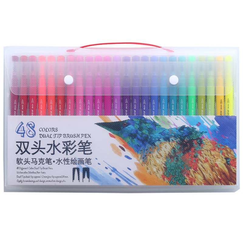 48 colorful 60 цветов, художественные маркеры, ручки для рисования, кисть с двумя кончиками, ручка для акварели, каллиграфии, набросков, школьные принадлежности - Цвет: 48 colorful