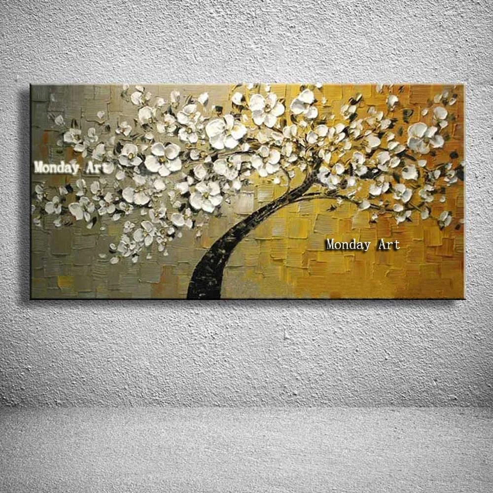 New handmade Modern Canvas flower Oil Painting Palette knife Tree 3D Flowers Home living room Decor Wall Art | Дом и сад