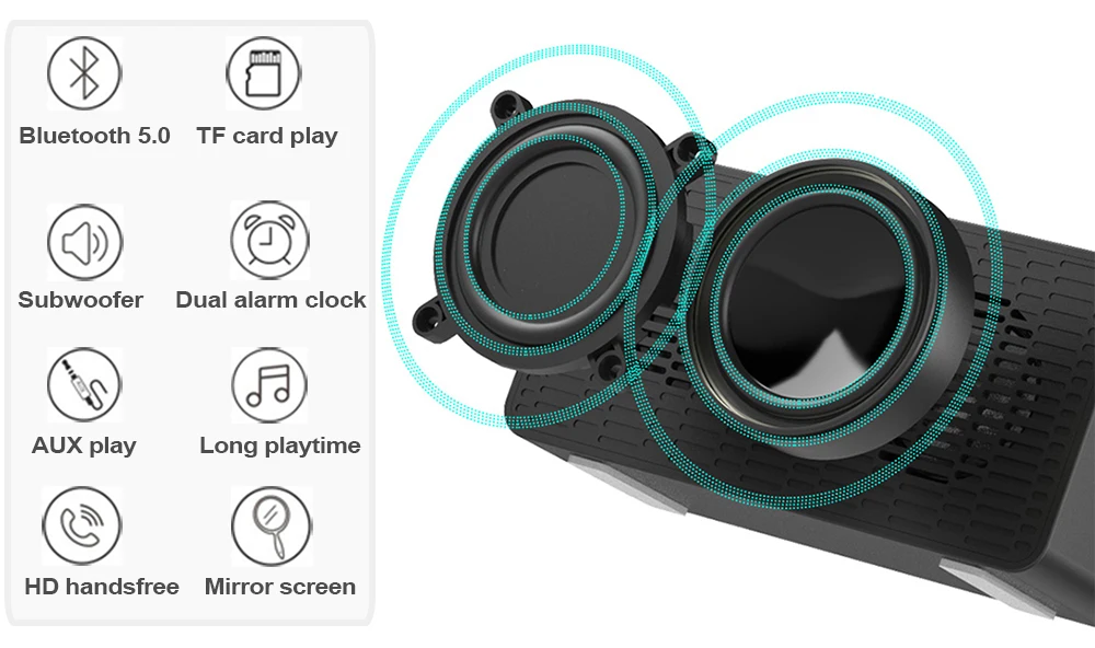Bluetooth Колонка портативные беспроводные колонки бас стерео сабвуфер с громкой связью TF карта AUX MP3 плеер Будильник