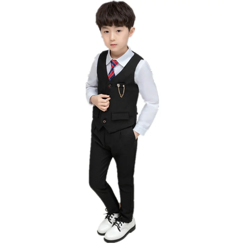 2-13Y Boys Vest Pants2pcs Suit Set Gentleman Kids Formal Waistcoat for Wedding Birthday Clothes School Costume Fashion |