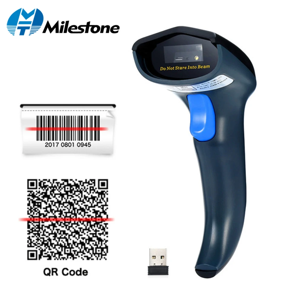 

Milestone MHT-W8 2D Wireless QR Barcode Scanner PDF417 Bar Code Reader Wireless CCD 2.4GHz for Mobile Payment Screen