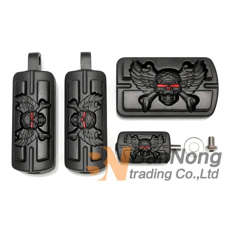 Накладка на педаль тормоза с черепами и подножка для ног колышки Harley Sportster 883 1200