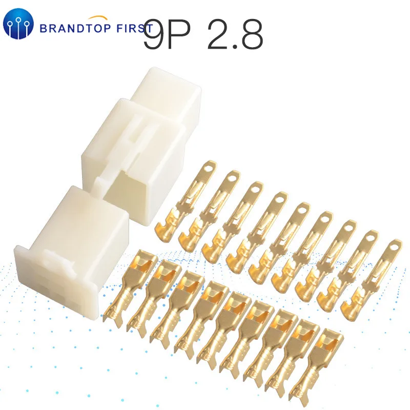 9P 2,8 мм 1/2/3/4/6/9 pin Автомобильный Электрический провод разъем Мужской Женский концевая кабельная муфта разъем Наборы мотоцикл, фара для электровелосипеда в автомобиль - Цвет: 9P