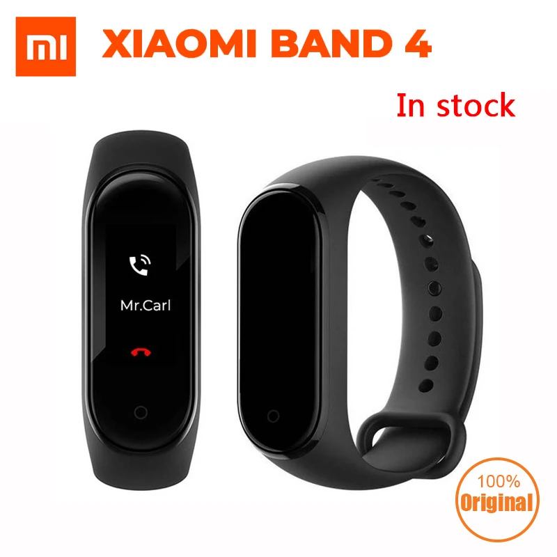 Оригинальный Xiaomi Mi Band 4 новейший смарт браслет Miband фитнес с пульсометром 135 мАч