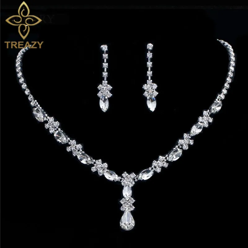 TREAZY Новый посеребренный горный хрусталь кристалл длинный Слеза Ожерелье