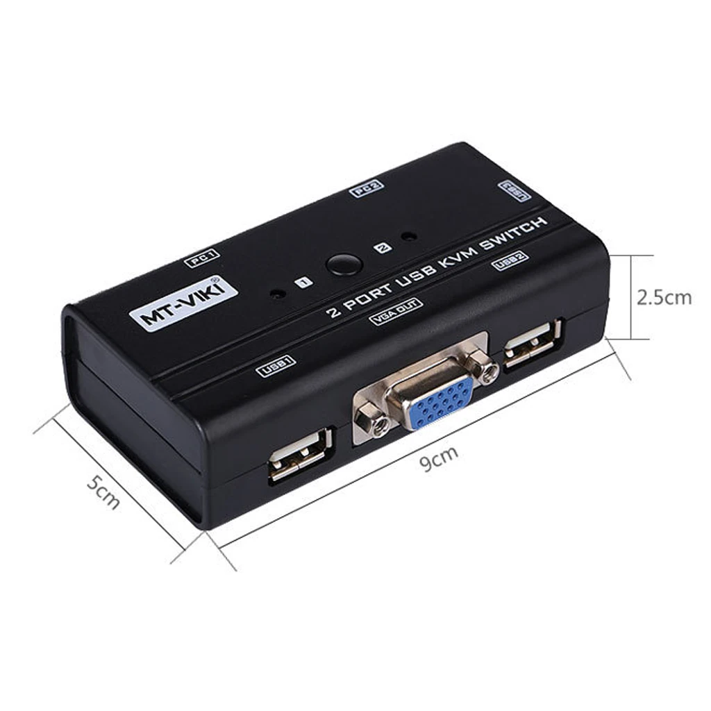 Dovewill 2 порта USB 2,0 VGA KVM коммутатор с кабелями сервер коммутатор KVM видео аудио коммутатор