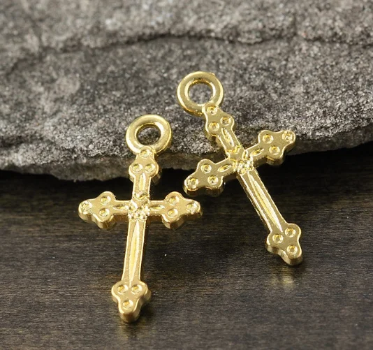 

100pcs charms cross Alloy Pendants 21x11x2mm 0.7g gold Handmade Jewelry Making DIY European accessories