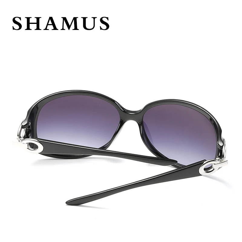 Брендовые солнцезащитные очки Shamus с сумкой UV400 зауженные Женская пластиковая