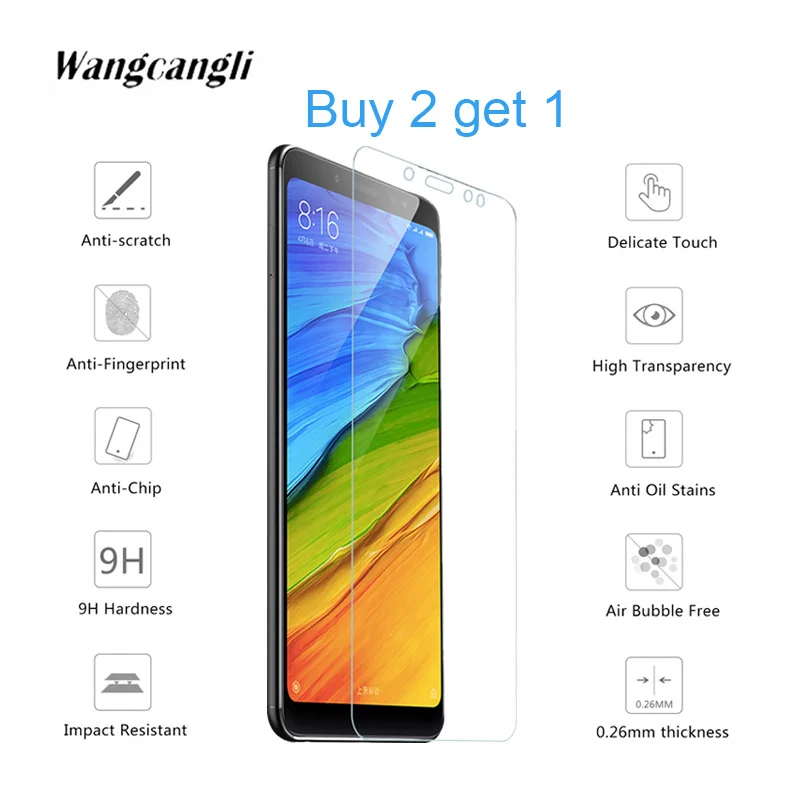 Купите 2 получить 1 HD полное покрытие закаленное стекло для Xiaom Redmi note 5A 5plus 5 note5 pro