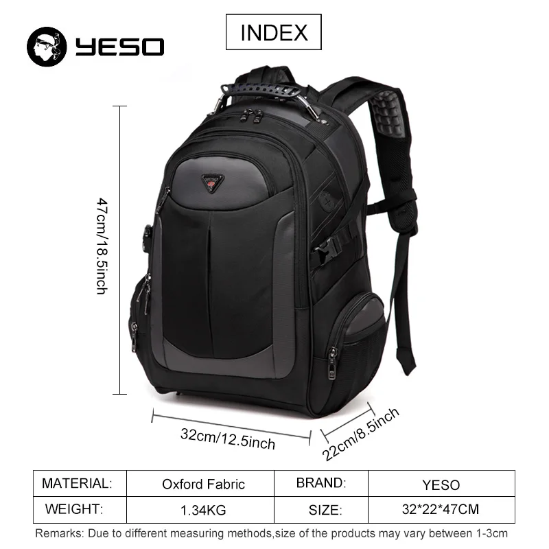 yeso brand laptop backpack mens travel bags 2019 multifunction rucksack water resistant black computer backpacks for teenager free global shippin
