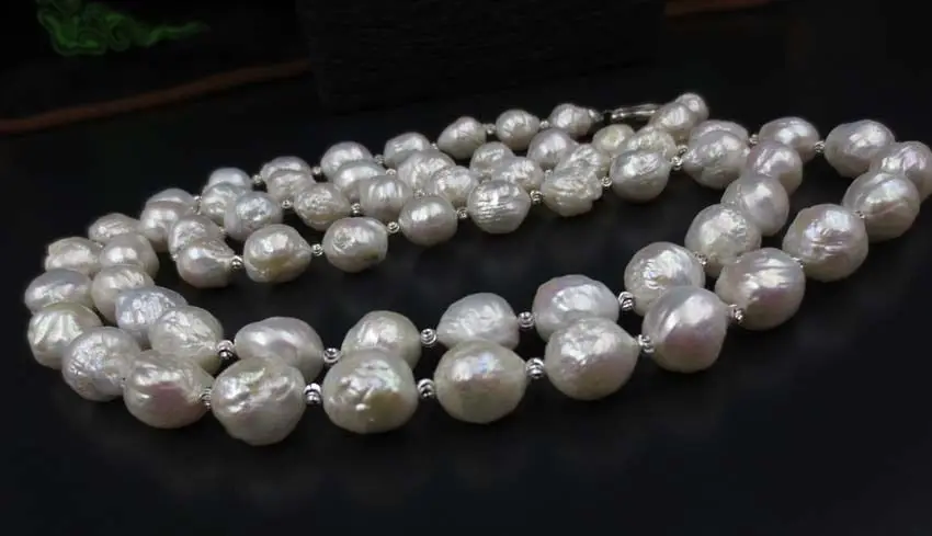 100cm long 11 - 13MM white FURROW Kasumi pearl necklace |