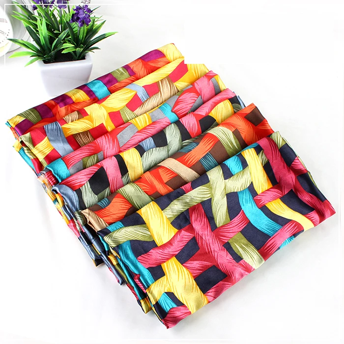 

Cheap shiny smooth hemp rope printed fabric satin for dress