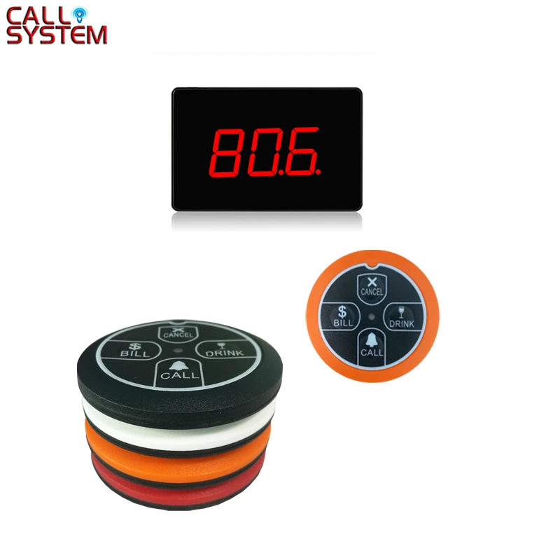 

Ycall Restaurant Table Wireless Calling System 6pcs Call Transmitter Button+1pcs Host Receiver