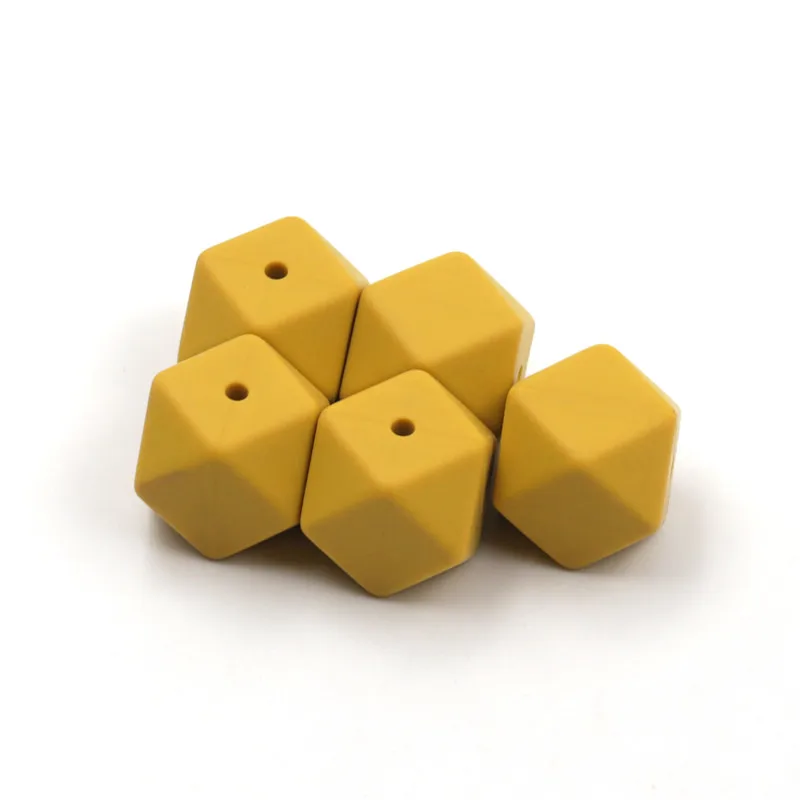 

JOJOCHEW Hexagon Silicone Beads Mustard Yellow Necklace Silicone Beads 17mm Baby Teether BPA Free Jelweling making 50pcs