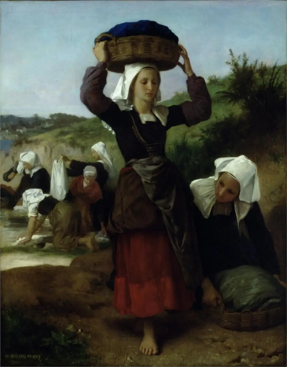 

Ручная работа, картина маслом, размножение, waherwomen of Fouesnant от William Bouguereau
