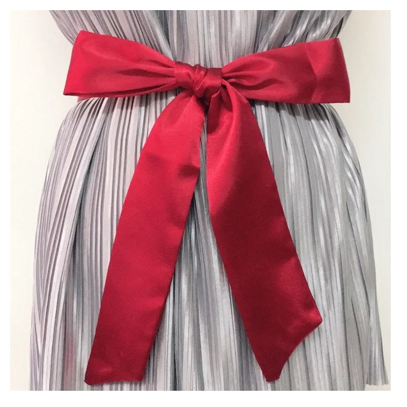 Женский ремень из шелковой сатиновой мягкой ткани элегантные розовые длинные