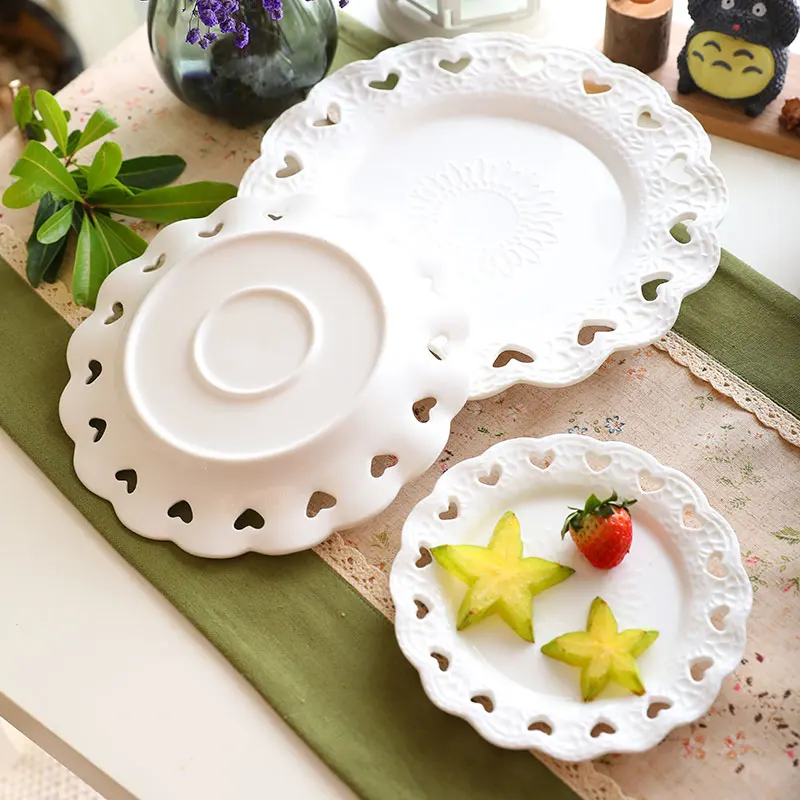 Фарфоровые тарелки в форме сердца десертная тарелка посуда для торта ложка