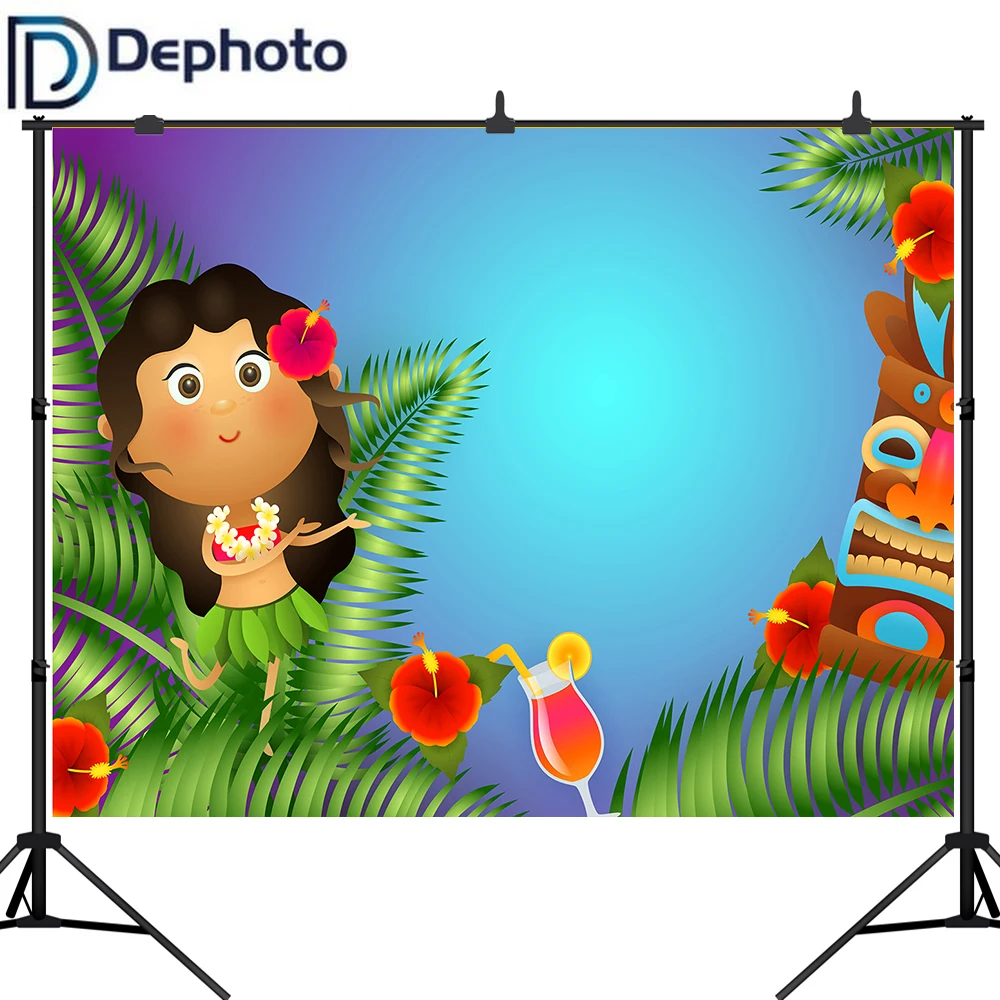 Dephoto Luau фон Tiki Mask Hawaii Aloha вечерние фоны для фотосъемки Летний Пляжный детский душ
