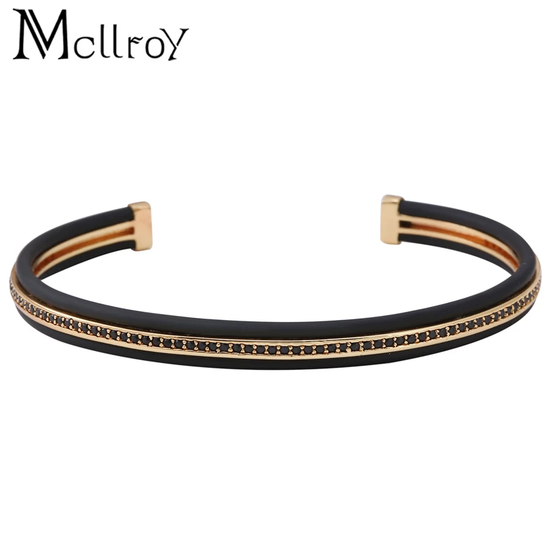 Mcllroy мужские браслеты микро Pave Черный CZ &amp черный пистолет Латунный