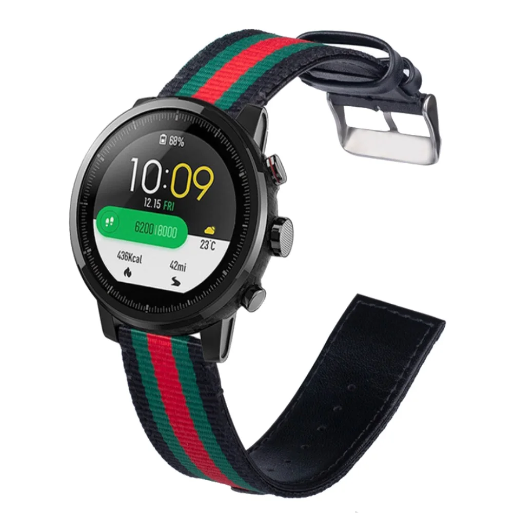 22 мм кожаный ремешок для часов нейлоновый брезентовый браслет для huawei Watch GT/Magic наручные Ремешки для Amazfit Stratos 2/Pace браслет