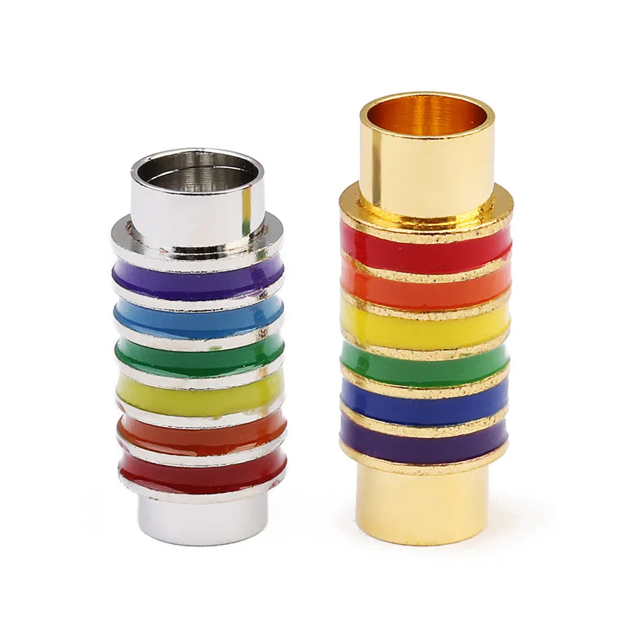SAUVOO 5Pcs/lot Rainbow Copper Strong Magnetic Clasps Hook End Cap Connector Fit 6mm Round Leather Cord For Bracelet Making - купить по