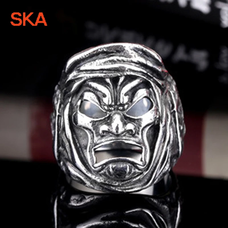 Мужское кольцо SKA мужское из титановой стали в виде маски спартанского воина