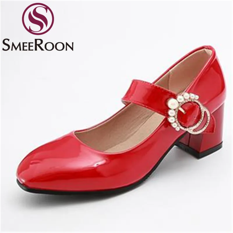 Smeeroon/женские туфли лодочки Новинка Туфли из лакированной кожи с квадратным