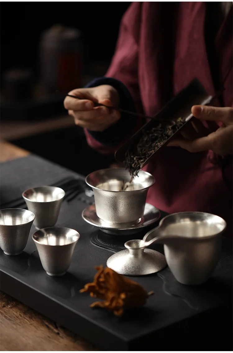 TANGPIN 999 Серебряный и керамический чайник Gaiwan, чайная чашка ручной работы серебряный чайный сервиз набор