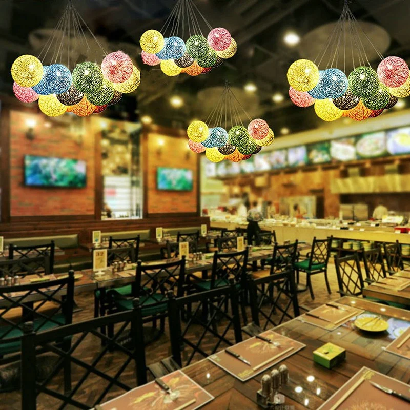 Шар Стиль Европейская мода цветная столовая свет Сельский подвесной светильник