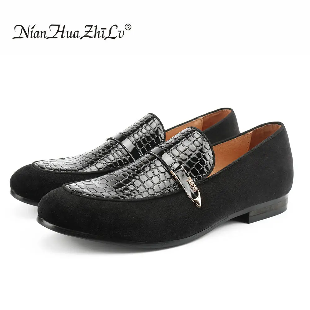 Брендовая обувь для мужчин на плоской подошве Мужские бархатные лоферы и кожаная