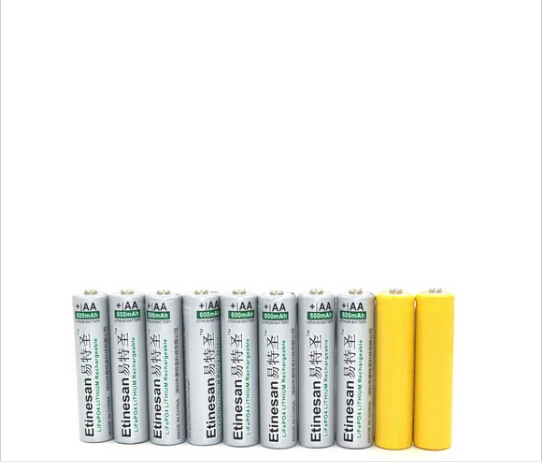 

8 pcs Etinesan 600mAh 14500 lifepo4 3.2v AA Rechargeable Battery telephone, microphone wireless keyboard, mouse, clock toy fan