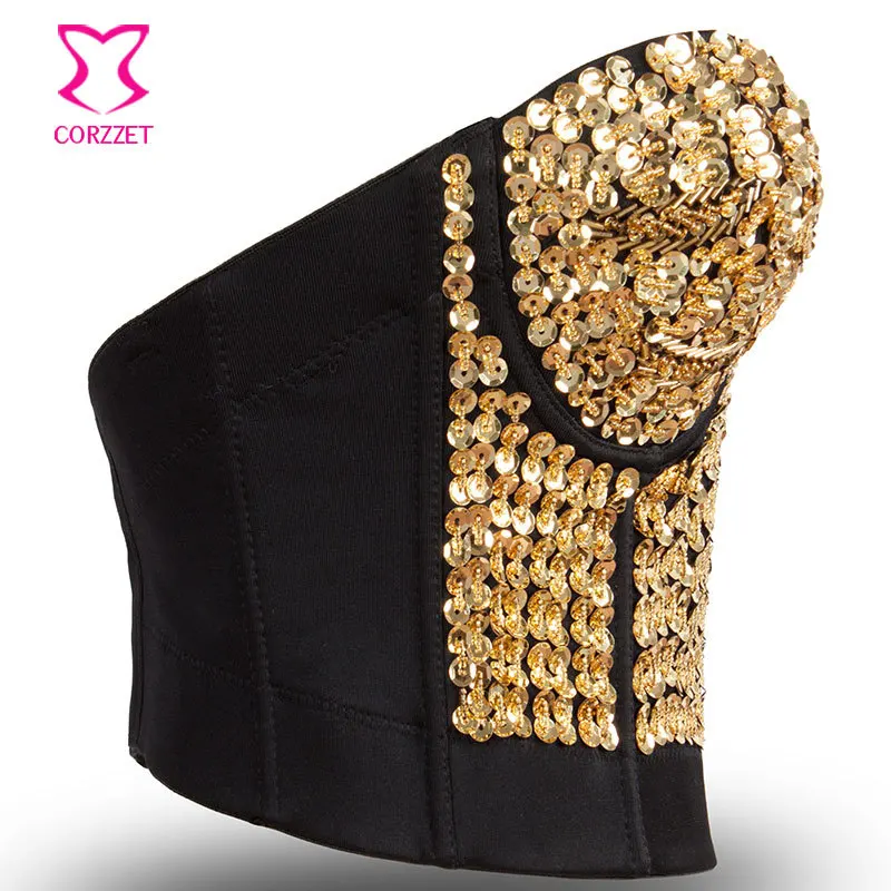 Бюстгальтер пуш-ап с золотыми блестками для вечеринок и ночных клубов | Женская