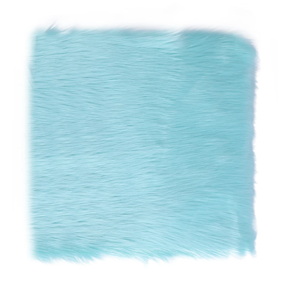 light blue Квадратный Чехол для стула из искусственного меха и овчины, подушка для сиденья, подушечка из теплого меха, простые пушистые коврики, моющиеся для гостиной и спальни, диван - Цвет: light blue