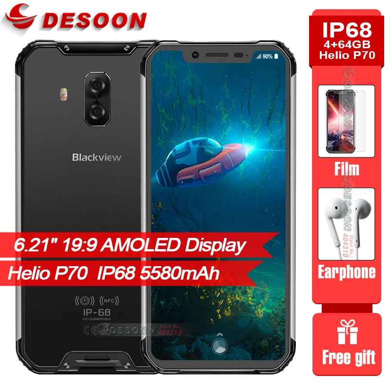 Blackview BV9600 IP68 Водонепроницаемый 6 21 &quotДисплей Android 9 0 Helio P70 4 Гб Оперативная память 64