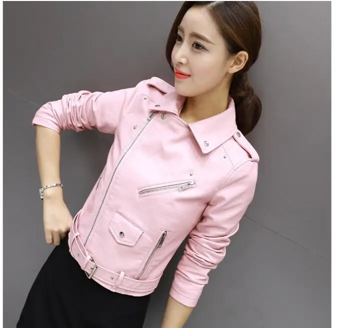 Женская куртка короткая PU кожаные пальто с длинным рукавом ПР Повседневное