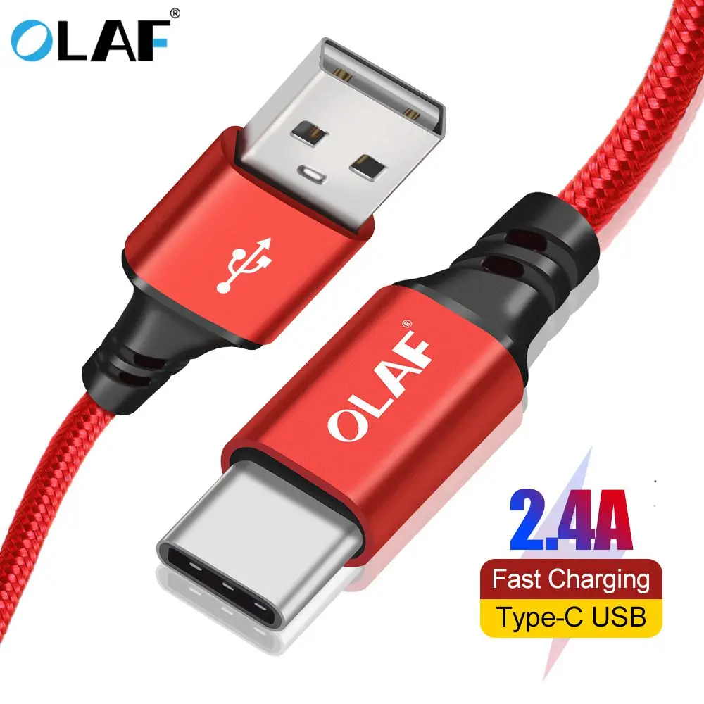 Кабель OLAF USB Type C 2.4A кабель передачи данных для быстрой зарядки тканый kabel Samsung s8 s9