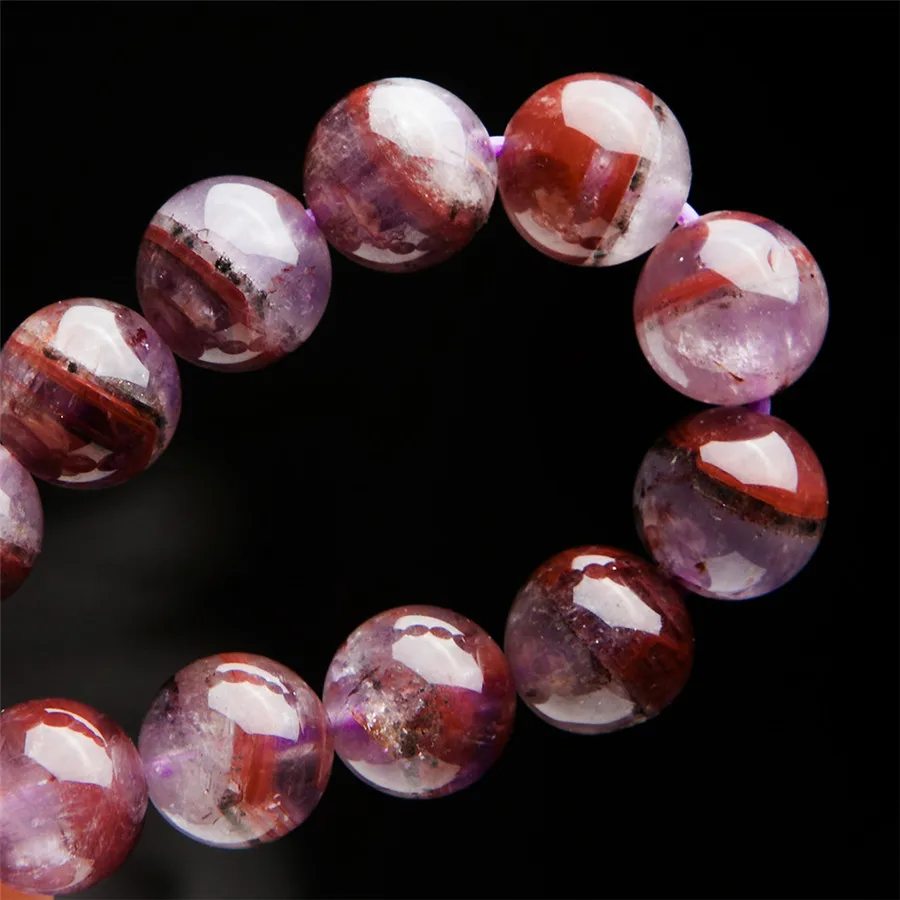 9 мм из натуральной натуральный Auralite 23 браслет фиолетового цвета с красными