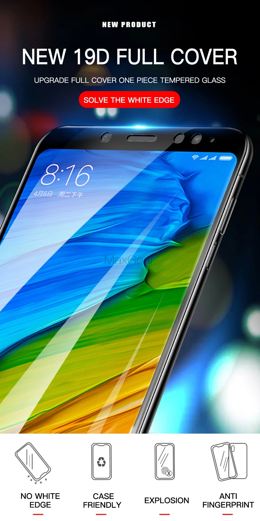 19D полное покрытие из закаленного стекла для Xiaomi Redmi Note 7 5 6 Pro 6A 5 Plus Go защитная пленка небьющаяся Защитная пленка для экрана
